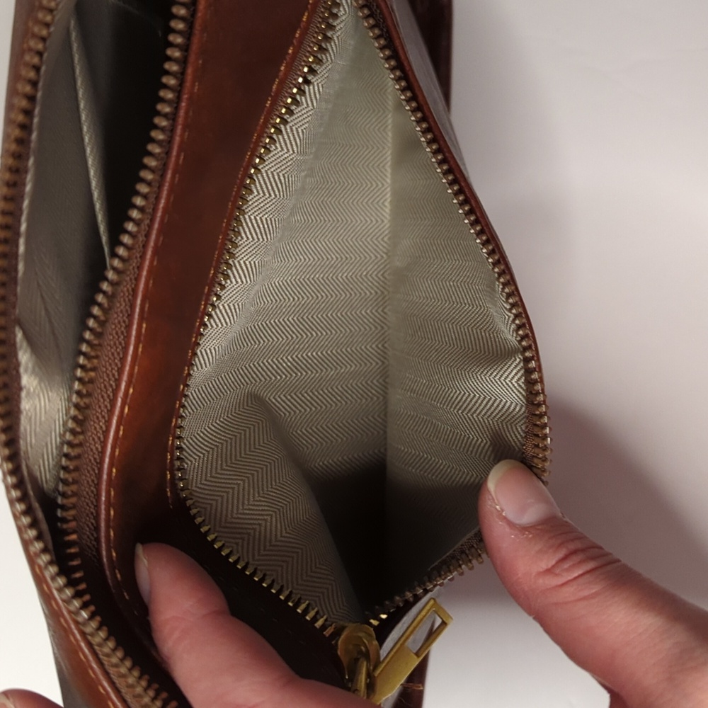 Brown Faux Leather Shoulder Bag with Retro Patterned Strap, Tribal, Aztec,Guitar - Picture 6 of 12